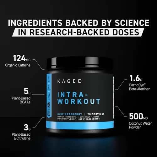 Vista 2 de Kaged Polvo intraentrenamiento In-Kaged BCAAs, L-citrulina y beta-alanina para resistencia 124 mg PurCaf orgánico PurCaf Agua en polvo de coco 20