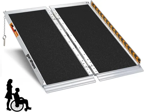 Vista 14 de gardhom Rampa Portátil para Silla de Ruedas de 2 Pies, Rampa Plegable Antideslizante de Aluminio para Discapacitados, Rampa para Silla de Ruedas