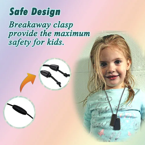 Vista 3 de Collar sensorial masticable para niños y adultos, colgante de etiqueta de perro de silicona masticable para autismo, TDAH, SPD, PICA y necesidades