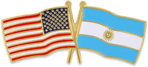 Vista 90 de PinMart Pin de solapa esmaltado con bandera de la amistad cruzada de Estados Unidos y el mundo