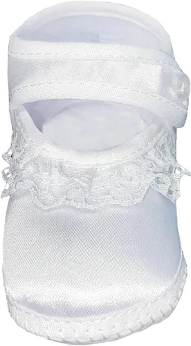 Vista 2 de Swea Pea & Lilli Zapatos de bautismo para bebé niña, botines blancos con cruz celta