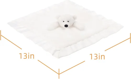 Vista 5 de Apricot Lamb Manta de seguridad suave de animales de peluche, oso polar blanco, manta de personaje para guardería, felpa de lujo para acurrucarse