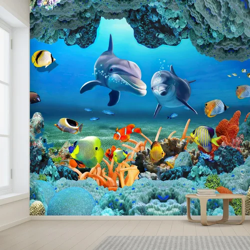 Vista 2 de wall26 - Mural de pared del hermoso mundo submarino removible. Papel pintado grande autoadhesivo - 66x96 pulgadas