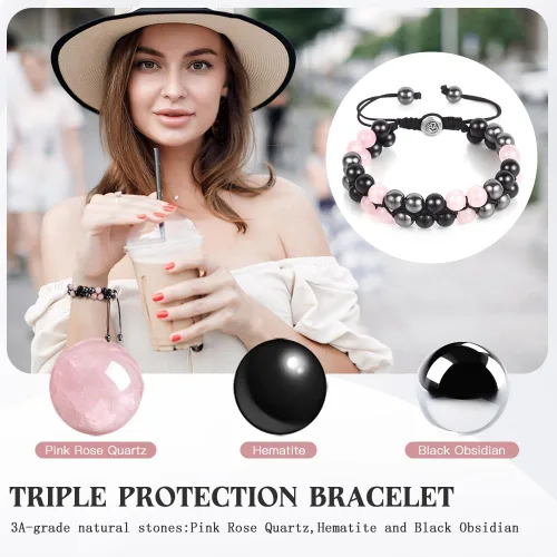 Vista 35 de Triple Protection Bracelet - for Protect & Balance - Energy Crystal Handmade Bracelets for Men Women