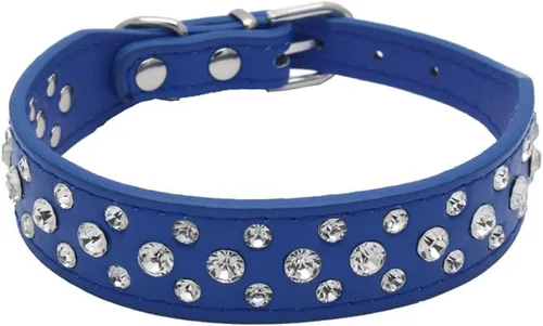 Vista 11 de Dogs Kingdom Collares de cuero con diamantes de imitación personalizados de 10 a 24 pulgadas de longitud, para razas pequeñas y medianas, color Negro