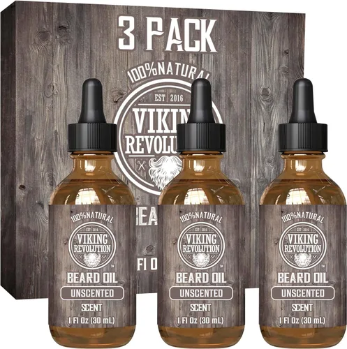 Vista 11 de Viking Revolution Aceite de barba de ron de bahía para hombres, suavizante y acondicionador natural con aceites de argán y jojoba para fortalecer e