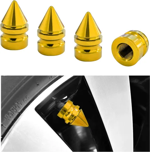 Vista 10 de Ziciner 4 piezas de tapas de válvula de neumático para automóvil, accesorios de aleación de aluminio con puntas, cubiertas de válvula de rueda