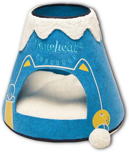 Vista 4 de Pet Life ® Touchcat - Tumbona triangular con diseño de lava fundida, diseño de Frashion para gatos o tee-pee, con teaser interactivo para colgar