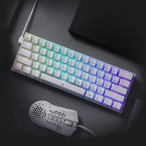 Vista 5 de Redragon K630 Dragonborn 60% Wired RGB Gaming Keyboard, 61 Keys Compact Mechanical Keyboard with Tactile Brown Switch, Pro Driver Support, White