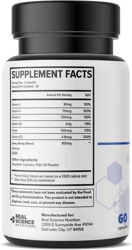 Vista 3 de Real Science Nutrition Ofrece Lew-X - Un suplemento nutricional formulado para el alivio del cuerpo de Lewy para apoyar la memoria y la claridad