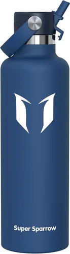 Vista 34 de Super Sparrow Botella de Agua Aislada - 17 Oz / 25 Oz / 34 Oz - Frasco FlipFlow de Boca Estándar - Libre de BPA, Botella a Prueba de Fugas