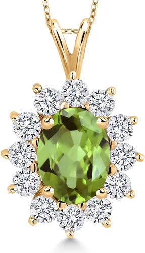 Vista 164 de Gem Stone King Collar con piedra natal ovalada de plata chapada en oro amarillo de 18 quilates, ovalado de 0.315 x 0.236 in, collares con colgante