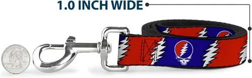 Vista 5 de BUCKLE-DOWN "robar su cara con Lightning Bolt Repeat" de PET Leash, 4 'x 1", color rojo/blanco/azul