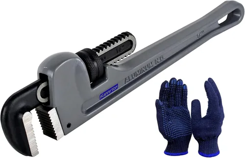 Vista 15 de Llave de tubo de aluminio de 10 pulgadas, 1-5/8"/41mm de abertura de mordaza Cr-Mo ajustable, llaves de fontanería de mango recto resistente