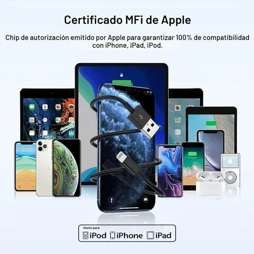 Vista 8 de Paquete de 3 [certificado Apple MFi] Cargador de iPhone de 3 pies, cable Lightning a USB de 3 pies, cable de carga rápida Apple de 3 pies