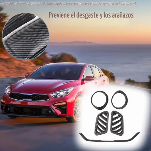 Vista 5 de MUXEE para Kia Forte 2019-2024 5PCS ABS Fibra de Carbono Centro Control Aire Acondicionado Marco Salpicadero Superior Salida de Viento Cubierta