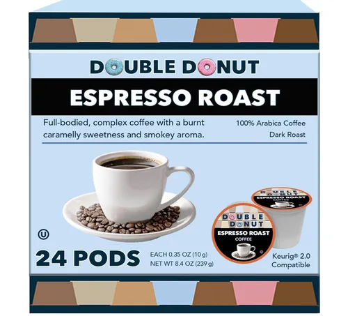 Vista 141 de Double Donut Coffee Cápsulas de Café Half Caff, Cápsulas de Café de Media Cafeína de Porción Individual para Cafeteras Keurig K Cup, Tostado Medio