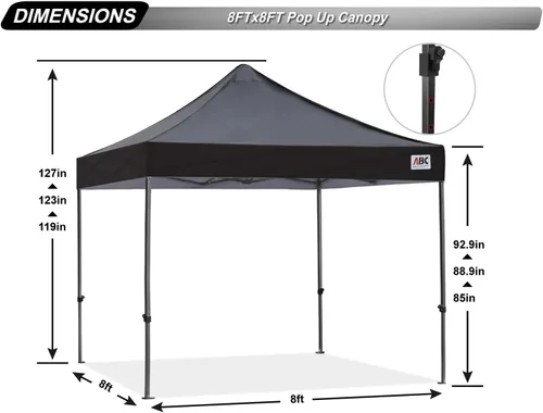 Vista 4 de ABCCANOPY Toldo Desplegable – Carpa/Toldo Portátil para Patio Exterior de 8 x 8 Pies, Resistente para Patio Trasero y Terraza con 4 Sacos de Arena