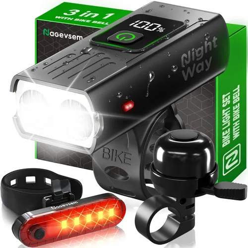 Vista 12 de Bike Lights Front and Back for Night Riding, Rechargeable Bicycle Light Set