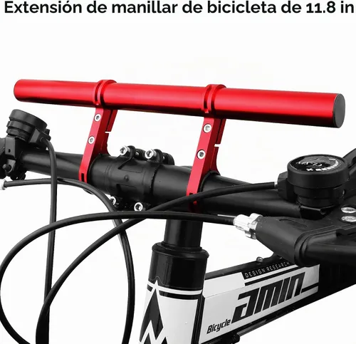 Vista 5 de Manillar de bicicleta, extensor de manillar de bicicleta de 11.8 pulgadas, soporte multifuncional de aleación de aluminio, extensión de soporte