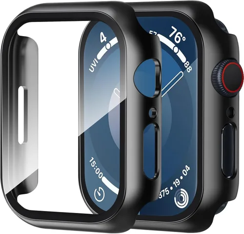 Vista 32 de Smiling Paquete de 2 fundas compatibles con Apple Watch Serie 3/Serie 2 de 1.49 pulgadas, protector de pantalla vidrio templado, carcasa rígida