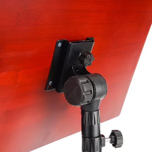 Vista 5 de Miwayer Soporte de música de conductor de bambú, soporte de madera para partituras de música, color rojo mate, altura ajustable (base triangular)