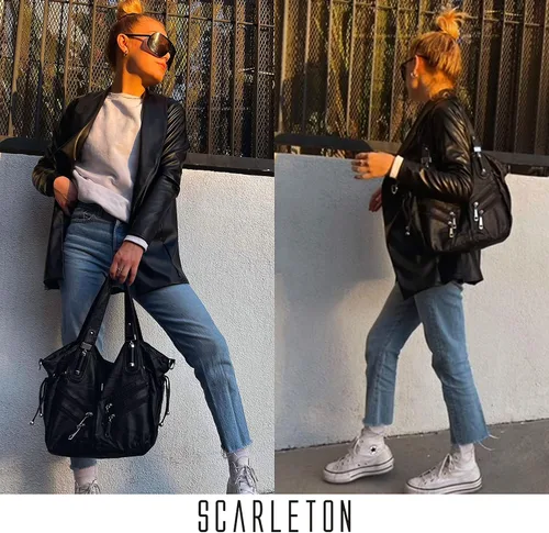 Vista 6 de Scarleton Purses for Women, Top Handle Hobo Tote Bag, Faux Leather Satchel Shoulder Bag Large, H1476