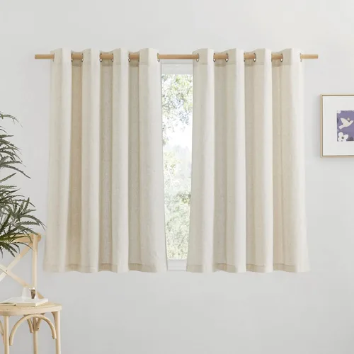 Vista 241 de NICETOWN - Cortinas de lino angora para ventana de cocina sobre el fregadero, con ojales, lino grueso angora, tratamientos cortos para ventanas