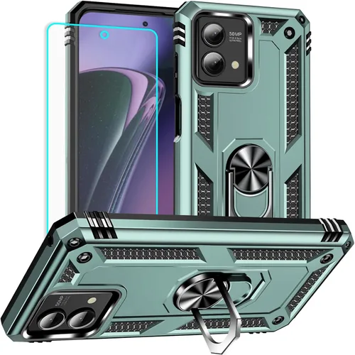 Vista 16 de Yiakeng Funda para Moto G Stylus 5G 2023, Motorola G Stylus 5G 2023 con protector de pantalla HD, fundas protectoras de grado militar con anillo