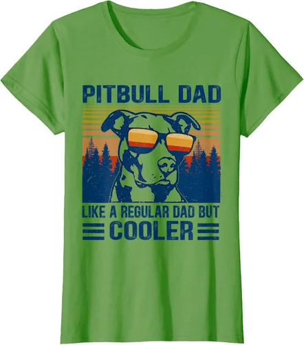 Vista 3 de Camiseta divertida retro de Pitbull Dad Like A Regular Dad But Cooler Gris Oscuro