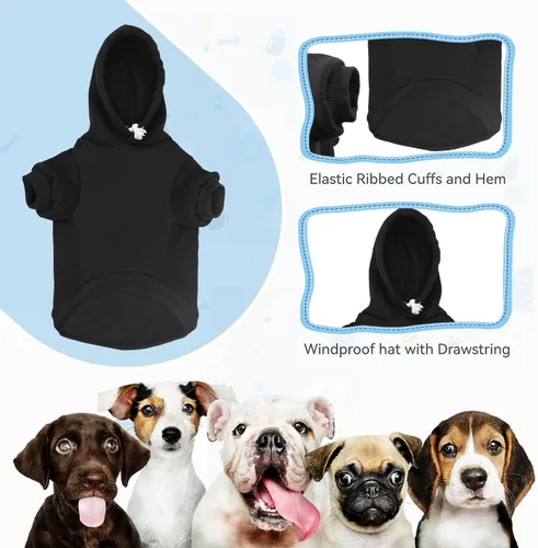 Vista 4 de Suéteres para perros pequeños, suéter de seguridad suave de forro polar cepillado, ropa para mascotas, sudadera con capucha para perro con bolsillo