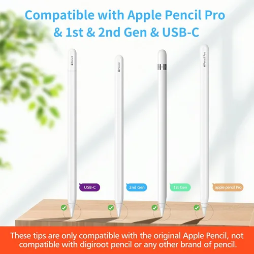 Vista 2 de Digiroot Punta de repuesto mejorada para Apple Pencil Pro/1ª/2ª generación/USB-C y lápiz Logitech, 0.028 in, sin desgaste, punta fina, control 2