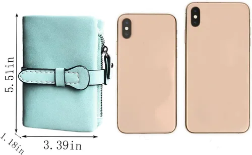 Vista 6 de AOXONEL Women's Small Bifold Leather wallet Rfid blocking Ladies Wristlet with Card holder id window Coin Purse