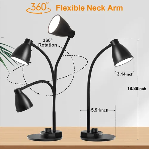 Vista 7 de BOHON. Lámpara de escritorio LED con puerto de carga USB, 3 modos de color, luz de lectura regulable, lámpara de tarea de inducción inteligente