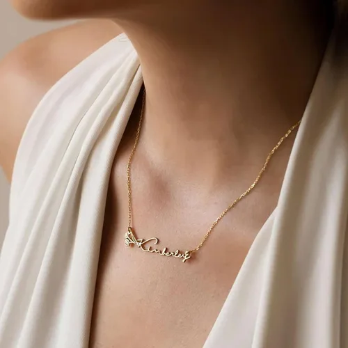 Vista 3 de TRANGEL Custom Birth Flower Name Necklace Personalized 18K Gold Plated Birth Month Flower Necklace Dainty Floral Pendant Jewelry Mothers Birthday