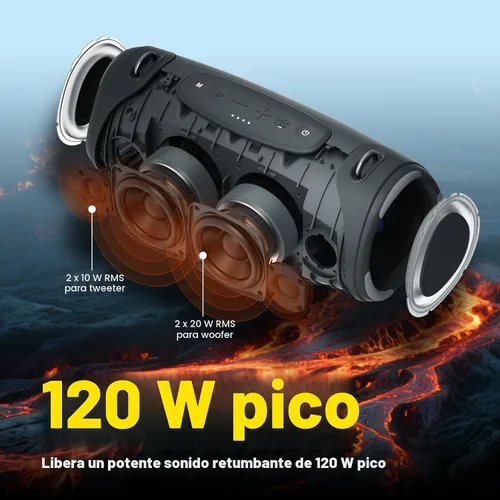 Vista 3 de TAZATA Altavoces Bluetooth inalámbricos para exteriores, sonido fuerte de MAX-negro