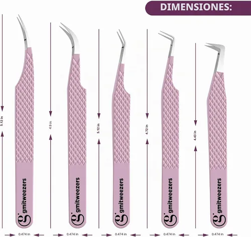 Vista 3 de GMI - Pinzas de pestañas con punta de fibra para extensiones de pestañas, pinzas de precisión antideslizantes para racimos de pestañas, abanicos