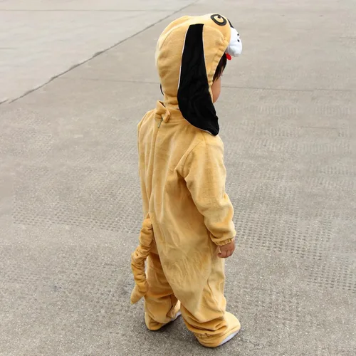 Vista 6 de Conjunto de disfraz de animal de forro polar para bebé niño y niña, overol de animales, sombrero y zapatos, disfraz de Halloween, cosplay, trajes