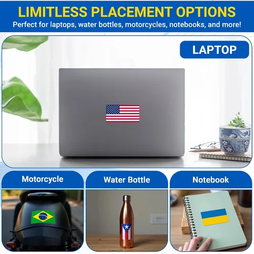 Vista 5 de Calcomanías de vinilo con bandera estadounidense, calcomanías para automóvil, impermeables para interiores y exteriores, calcomanías para laptop