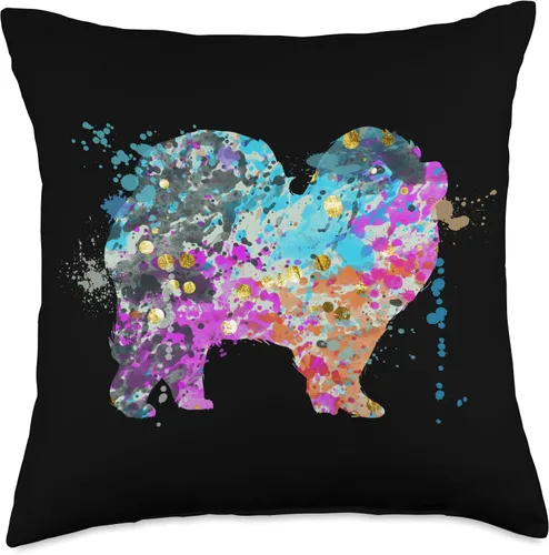 Vista 4 de Colorful Chow Chow Lover Dog Chow Chows Throw Pillow