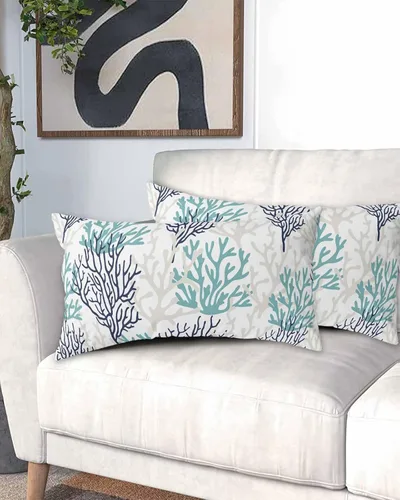 Vista 22 de DecorLovee Juego de 2 fundas de almohada de playa de verano, tamaño estándar, material de microfibra, oceánico, costero, aguamarina, beige, funda