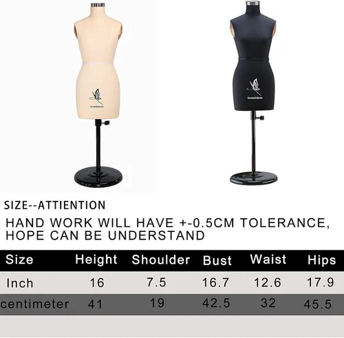 Vista 2 de Forma de vestido de media escala 1:2 maniquí de costura en miniatura de tamaño medio. directamente en el interior del cuerpo