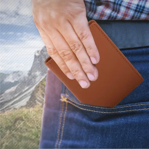 Vista 7 de Cartera de piel delgada con bloqueo RFID para hombre
