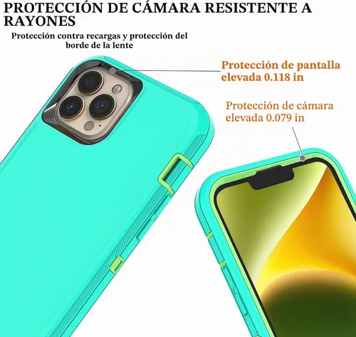 Vista 5 de YmhxcY Funda para iPhone 13 Pro Max, iPhone 12 Pro Max, a prueba de golpes, a prueba de caídas, a prueba de polvo, a prueba de caídas, 3 capas Azul