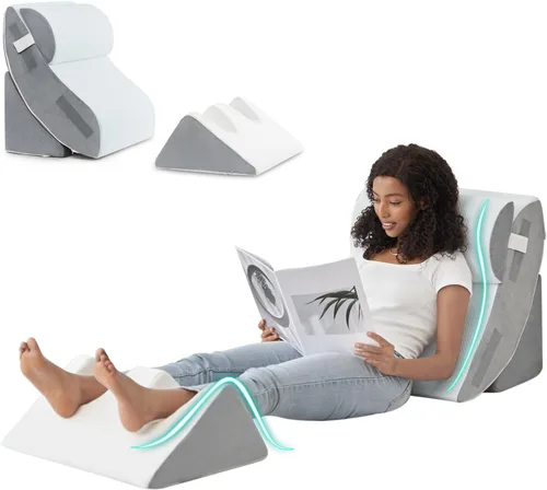 Vista 11 de Hansleep Juego de 6 almohadas ortopédicas de cuña para dormir, juego de almohadas postoperatorias ajustables para aliviar el dolor corporal, espalda