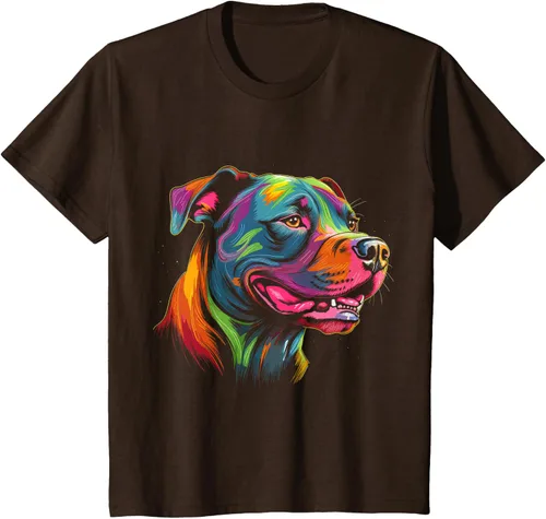 Vista 52 de Pit Bull Mom Dog Lover Colorido Artistic Pitbull Owner - Camiseta para mujer, Negro