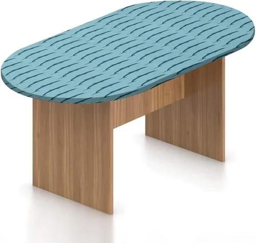 Vista 20 de Mantel ovalado ajustable para mesa de patio, con bordes elásticos de poliéster, diseño de conejitos y nubes Kawaii con bonitos estampado