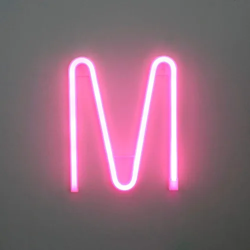 Vista 28 de Letrero de neón, letras de neón, letras del alfabeto de neón iluminadas, letras con luces LED, letras de marquesina iluminadas, batería, USB, rosa