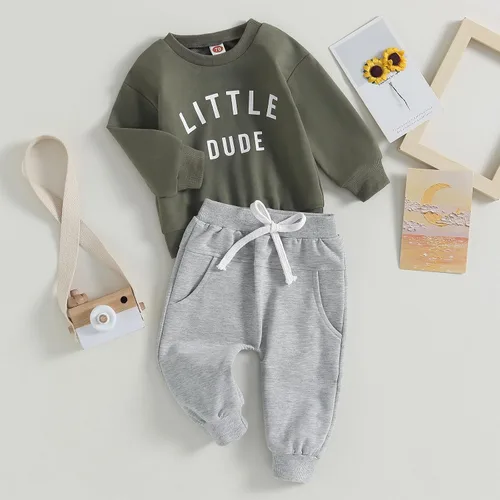 Vista 3 de Conjunto de ropa de 2 piezas para bebés y niños pequeños para otoño e invierno