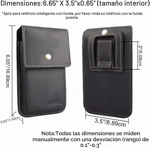 Vista 5 de Funda de cuero Topstache para teléfono para hombres - Funda con cierre magnético para iPhone 17/16/15/14/13/12 - Funda de cinturón de cuero con clip